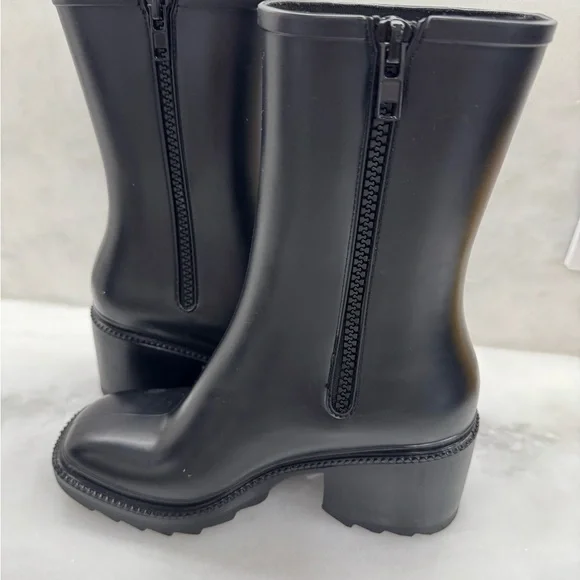 INC International Concepts Black Mid-Calf Zip Rain Boots - Picture 2 of 5